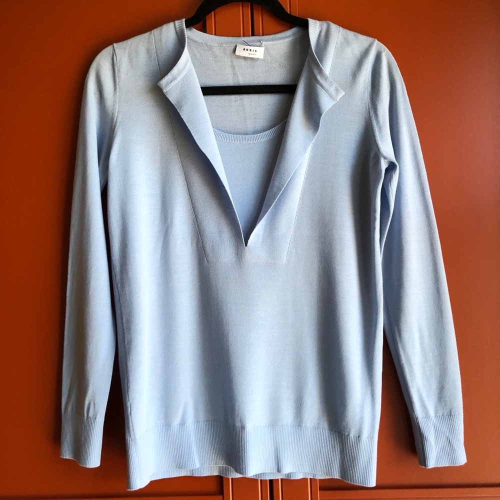 Akris Punto Split Neck Wool Pullover - image 5